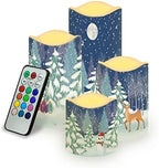 Jeiento Christmas Flameless Candles, Battery Operated LED Real Pillar Wax Flickering Moving Wick Effect Candle Sets with Remote Control Cycling Timer, 3 inch,4 inch,5 inch, 6 inch, Pack of 4 by Jeiento