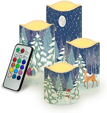 Jeiento Christmas Flameless Candles, Battery Operated LED Real Pillar Wax Flickering Moving Wick Effect Candle Sets with Remote Control Cycling Timer, 3 inch,4 inch,5 inch, 6 inch, Pack of 4 by Jeiento