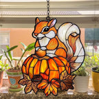 Squirrel and Pumpkin Autumn Acrylic Suncatcher - Image 4