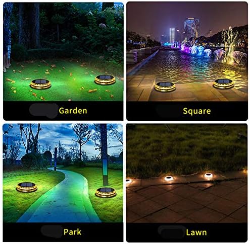 Solar Ground Lights LED Warm White 17 Beads IP68 Outdoor Landscape Disk Light for Pathway Yard Deck Patio Walkway (8 PCS) - Image 7