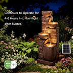 Solar Water Fountain Outdoor Garden 4 Tiers Stone Texture Modern Fountains - Image 4