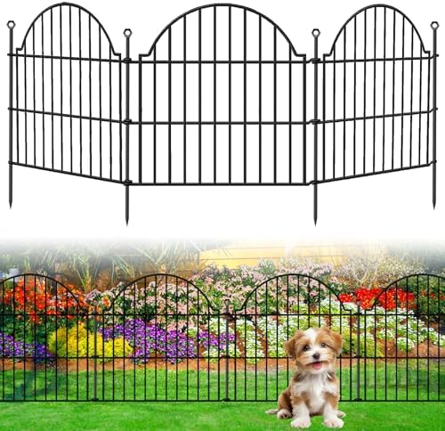 10 Panels No Dig Decorative Outdoor Garden Fence, 24in (H) x20ft (L) by Blingluck