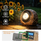 VOOKRY Brown Solar Rock Lights Outdoor, IP65 Waterproof Garden Stone Lights - Image 2