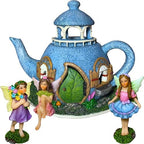 Mood Lab Miniature Garden Decor - Decorative Resin 7.1" H Teapot House Set (4 pcs) - Indoor & Outdoor Garden Decor by MoodLab