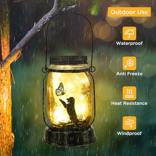 kyoryuger Dog Solar Lanterns Retriever Dog Solar Lights Golden Retriever Gifts for Women Men Dog Lovers Gifts Decorative Hanging Dog Lanterns with Stake for Yard Garden Decor Outdoor Dog Light - Image 3