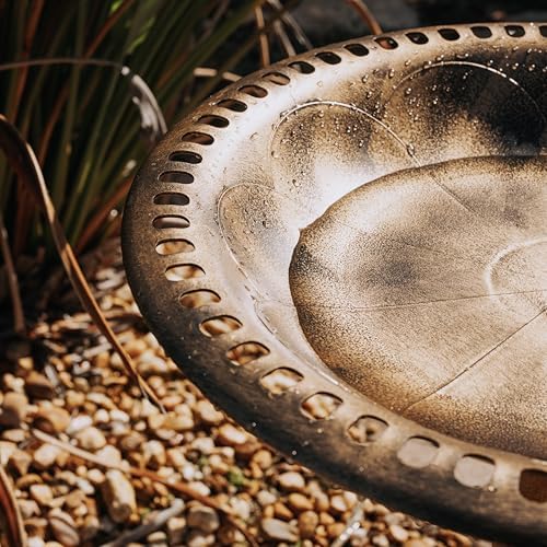 Backyard Expressions Outdoor Garden Bird Bath - Bronze - Weather Resistant Resin with Ground Stakes - 27 Inch - Image 7