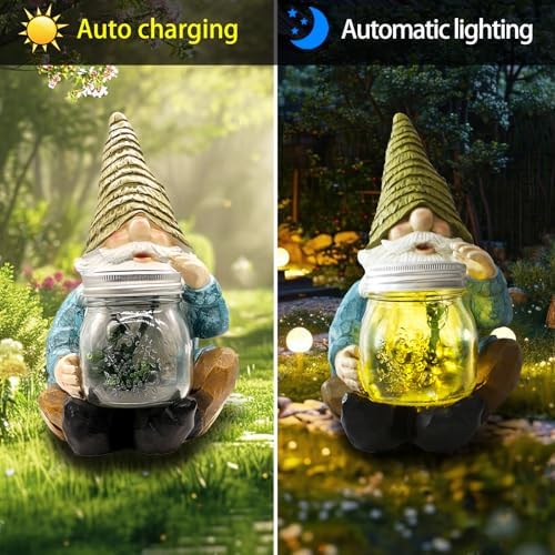 Solar Garden Gnome Statue, Outdoor Lights Decoration Gift for Women Mom Dad - Image 6