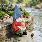 Fishing Gnome Outdoor Garden Gnomes Statues Pond Decor for Outdoor Ponds by Unknown