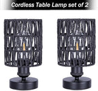 Cordless Rechargeable Outdoor Table Lamps, Battery Operated Table Lamp, Stepless Dimmable for Patio, Living Room, and Bedroom (Bulb Included) - Set of 2 (Black) - Image 2