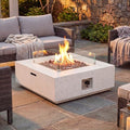 COSIEST Square Outdoor Sandstone Propane Fire Pit w Wind Guard, Certified, 50,000 BTU Stainless Steel Burner, 35-inch, Free Lava Rocks and Rain Cover, Tank Outside, Metal Lid by COSIEST