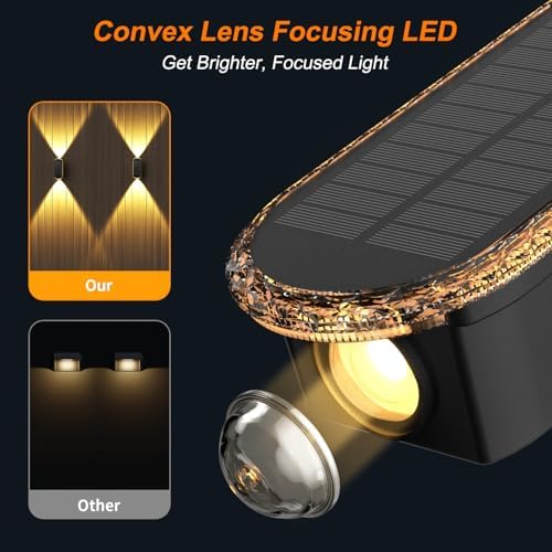 Ellasay Solar Fence Lightsv Backyark: 12-Pack Fence Lights Solar Powered 3 Color Modes - Up & Down LED Waterproof Solar Wall Lights for Outdoor Yard/Porch/Patio/Railing - Image 2