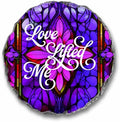 Magnolia Garden Love Lifted Me Garden Stepping Stone, 10 Inch Round Resin Outdoor Decorative Stone with Purple Stained Glass Inspired Christian Design, Hymn Garden & Walkway Décor by DicksonsGifts