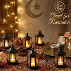 Vela Lanterns Tea Light Candle Holders, Mini Table Centerpieces, Black - Image 5