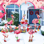 MorningRo 6 Pack Metal Christmas Flamingo Yard Decorations Sturdy Weatherproof Pink Flamingo Yard Stakes for Christmas Event Decoration Outdoor Yard Garden Holiday Winter Decor - Image 4