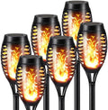Solar Halloween Lights Outdoor, 6 Pack LED Torch Lights Flickering Flame, Waterproof Tiki Torches for Outside Landscape Decoration Lighting for Lawn, Yard, Halloween Decorations (Warm White-6 Pack) by Unknown