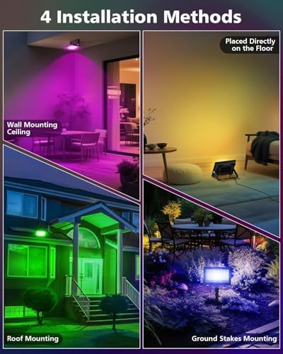 T-SUN 4 Pack 30W RGB Flood Lights Outdoor Color Changing Flood Lights - Image 6