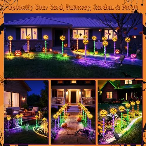 Upgraded Solar Pumpkin Lights Outdoor Halloween Decorations, 12 Pack - Image 2