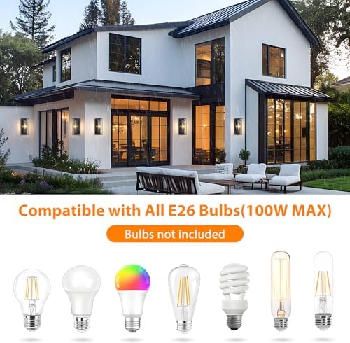 18In Outdoor Wall Lights, Black Front Door Light Fixture 2-Pack - Image 2