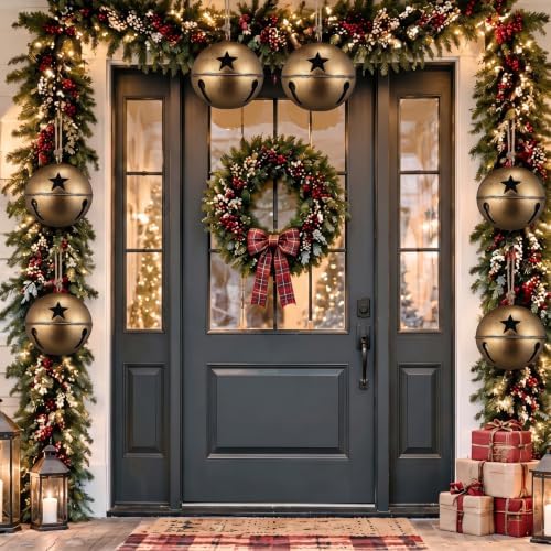 Civaner 1 Pcs 8 Inch Giant Metal Christmas Bronze Jingle Bell - Image 4