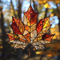Autumn Vibrant Maple Leaf Acrylic Suncatcher - Faux Stained Glass Indoor Window Hanging Ornament, Outdoor Sun Catcher Panel, Home Decor Gift for Autumn Lovers by Unknown