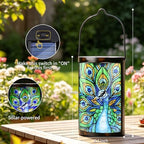 MUMTOP Peacock Glass Solar Lantern Waterproof Outdoor Hanging Garden Light - Image 3