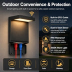 Nigaut 10W LED Outdoor Porch Light with GFCI Outlet, Dusk to Dawn, IP66 - Image 2