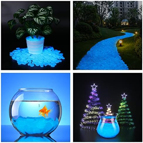 1100pc Glow in The Dark Rocks Outdoor Luminous Pebbles Glow Stones for Patio Landscaping Walkway Driveway,Blue - Image 5