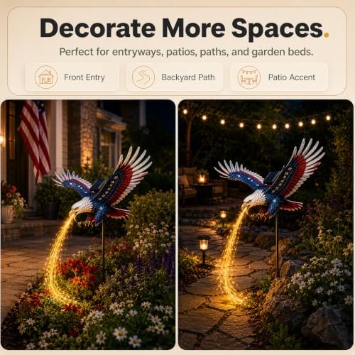 Patriotic Eagle Solar Light, Resin Outdoor Garden Stake Decor LED - Image 3