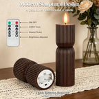 Brown Flameless Candles with Remote Timer, Fall Pillar Candles 3x4 & 3x8 In - Image 4