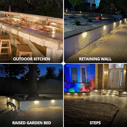 GKOLED 20Pack 6.8 Inches Hardscape Lights, Low Voltage Retaining Wall Lighting with Frosted Lens, 12V AC/DC Paver Light with 1.5W 2700K LED Chips, Outdoor Landscape Step Lights, Die-cast Aluminum - Image 6