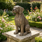 BeePeep Outdoor Labradorg Garden Statue, 17inch Dog Garden Statue Decor, Adorable Cast Stone Sculpture for Outdoor Patio Lawn Porch, Handcrafted Dog Figurine for Birthday Housewarming Gift - Brown - Image 4