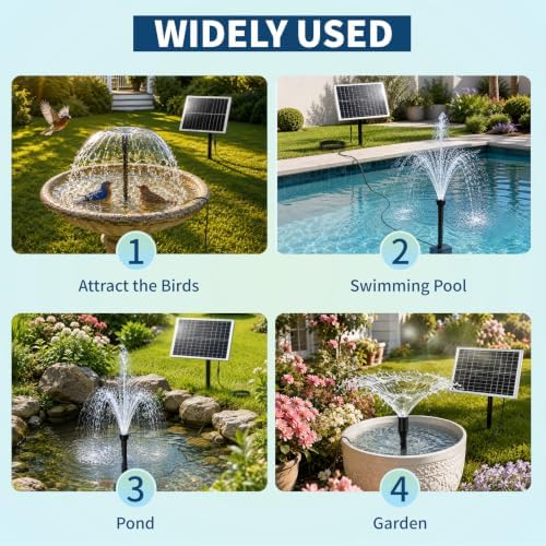 20W Solar Fountain Pump, Adjustable Submersible Pump for Garden Pond - Image 7