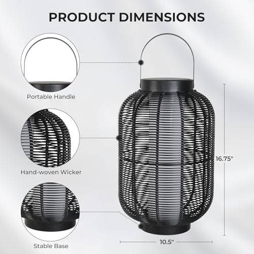 Solar Yard 1-Piece Outdoor Floor Lamp, Solar Water-Resistant Boho Lantern Lights for Outside Hanging Table Lanterns Decoration for Garden, Patio, Porch, Trees, Pathway, Cylinder Black - Image 5