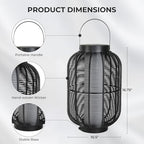 Solar Yard 1-Piece Outdoor Floor Lamp, Solar Water-Resistant Boho Lantern Lights for Outside Hanging Table Lanterns Decoration for Garden, Patio, Porch, Trees, Pathway, Cylinder Black - Image 5
