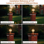Outdoor Post Caps Lights Fixture Exterior Post Mount Column Lights IP55 Waterproof Pillar Lamps Fence Deck Caps Lanterns With Globe Amber Glass Landscape Lighting Yard Porch Gate Bollard Pedestal Lamp - Image 6