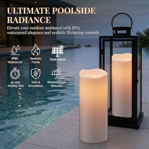 Wondise Large Solar Candles Outdoor Waterproof 5"x12", Dusk to Dawn - Image 7