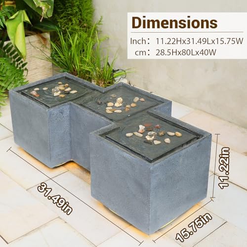 Sunlinua Small Modern Outdoor Water Fountain with 3 Led Lights - Image 2