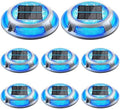Solar Driveway Lights, 8 Pack Heavy Duty Driveway Lights Solar Powered 2 Color Mode (Cool White/Blue) IP68 Waterproof Outdoor Solar Deck Lights with Ground Stake for Pathway Garden Yard Walkway Dock by NIBUUECER