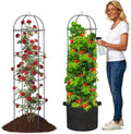 Large Trellis, Garden Obelisk Trellis for Climbing Plants Outdoor, 55" Metal Trellises for Tomato Cucumber Clematis Rose Vine Support, Heavy Duty Round Cage Stand for Grow Bag Raised Bed Yard, 2 Pack by Feblomst