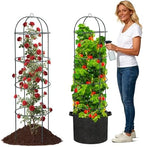 Large Trellis, Garden Obelisk Trellis for Climbing Plants Outdoor, 55" Metal Trellises for Tomato Cucumber Clematis Rose Vine Support, Heavy Duty Round Cage Stand for Grow Bag Raised Bed Yard, 2 Pack by Feblomst