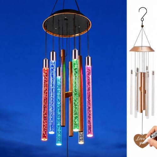 Nacome Solar Wind Chimes 6 LED Tubes Color Changing Light, Cooper by Nacome