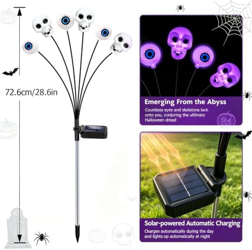 4 Pack Halloween Decorations Outdoor Solar Scary Eyeball Lights (Purple) - Image 2