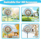 Wind Spinner Kinetic Wind Sculpture, 18.5" W x 78.7" H Large Metal Outdoor Windmill with 5‑Prong Stable Base, 360° Rotatable 6 Blades 3‑Tier Wind Catcher Yard Art Decor for Patio Lawn Garden Backyard - Image 4