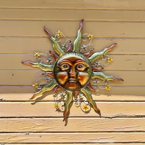 TERESA'S COLLECTIONS Sun Metal Wall Art for Outdoor Decor,21" Bronze Sun Face 3D Wall Decor for Garden Decor,Rustic Retro Hanging Sculpture for Outside Living Room Home Patio Farmhouse Gifts for Mom - Image 5