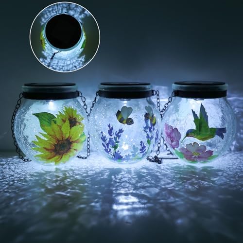 WONDER GARDEN Solar Lanterns Outdoor Waterproof 3 Pack Hanging Solar Lights - Image 6