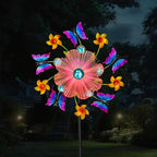 44" Butterfly Wind Spinners Garden Stake, Solar Flower Butterfly Wind Sculpture Yard Art Decorations for Lawn, Patio & Yard & Garden Decor, Metal Whirligigs Wind Spinners Outdoor Decor - Image 3