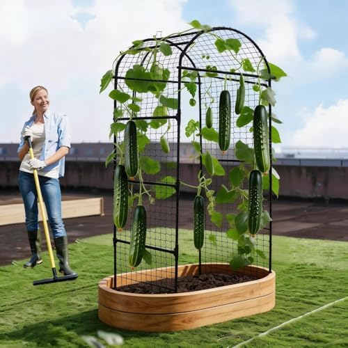 6.73ft x 2.62ft x 2.95ft Garden Arch Trellis for Raised Beds, Plant Support for Cucumbers, Melons, Vegetables, Peas, Tomatoes,﻿ & Climbing Vegetables, Outdoor Rust-Resistant Trellis - Image 3