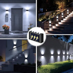 Rossesay 8 Pack Solar Wall Lights for Outside 6000K Cold Solar Fence Lights Up and Down Summer LED Outdoor Decorative Waterproof Lamps Dusk to Dawn LED Lighting Wall Sconces for Outside Deck Garage - Image 5