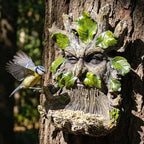 10.3" Whimsical Tree Face Sculpture, Garden Peeker Statue, Outdoor Trunk Tree Huggers Art, Landscape Accent Ornament, Hanging Fairy Elve Figurine for Yard Art, Feeder Decor Wall Mounted Statue - Image 2