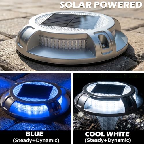 SIEDiNLAR Solar Driveway Lights Outdoor 4 Modes, 40 LEDs 4 Pack Blue/White - Image 2